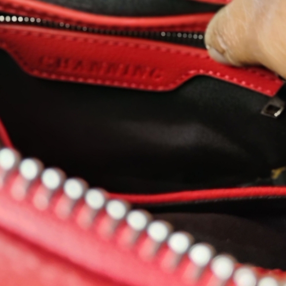 Red Braided Strap Crossbody Bag Chrome Hardware - Picture 6 of 16